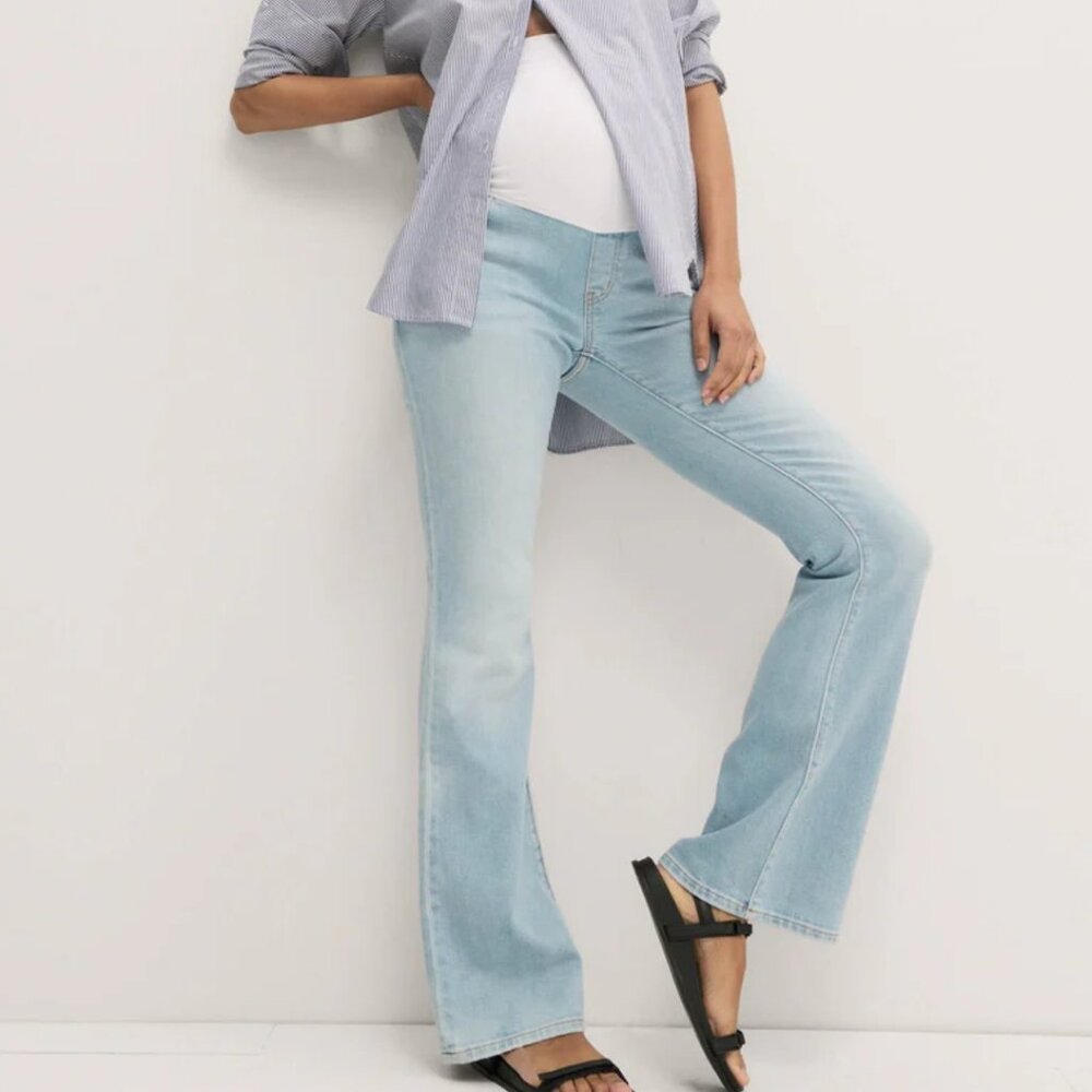 Hatch over belly flare leg jeans